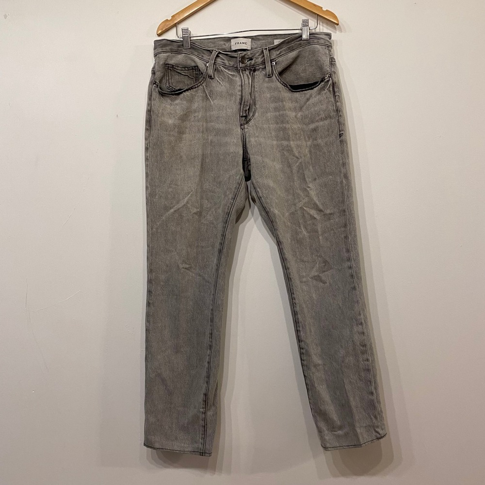 Frame L'Homme Slim Grey Wash Streetwear Grunge Denim Jeans Mens Size 34